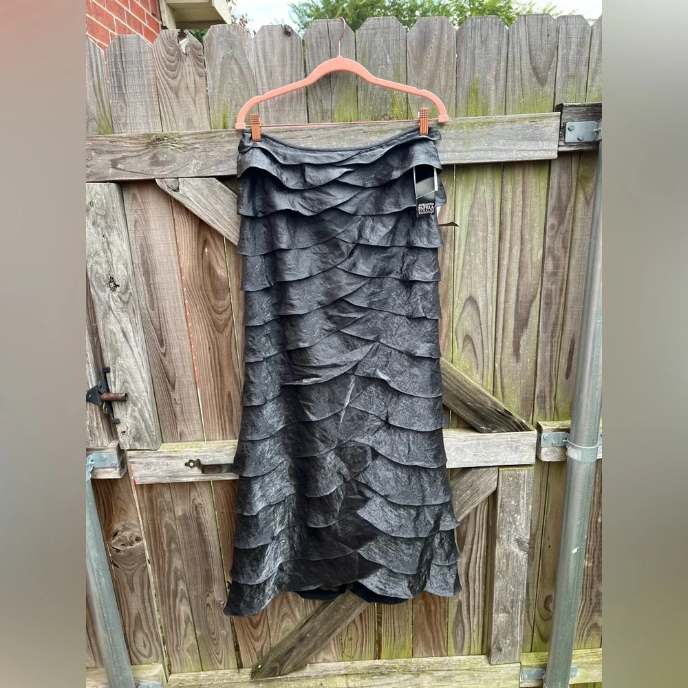 Adrianna Papell Charcoal Layered long Skirt - Picture 2 of 9